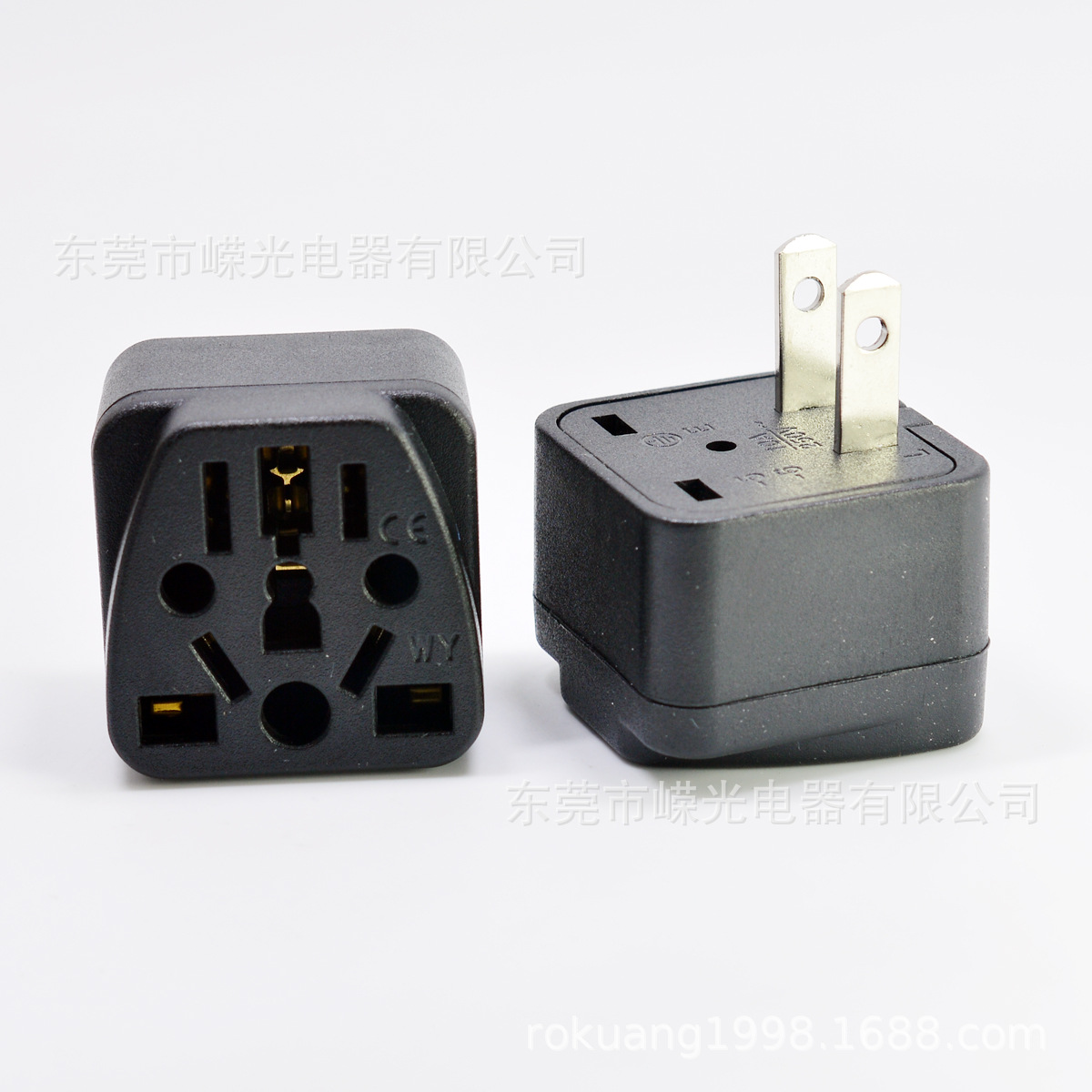 WY-6日美式转接头日本泰国极性两扁圆脚多功能插孔2扁转3脚插头