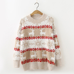 Winter long-sleeve, knitted sweater, city style, loose fit