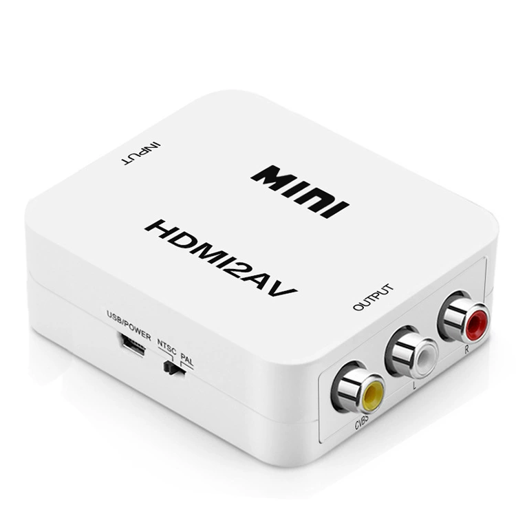 Конвертер HDMI в AV, маленький белый корпус HDMI2AV HDMI к RCA, телевизор-сет-топ бокс, преобразование аудио и видеосигнала