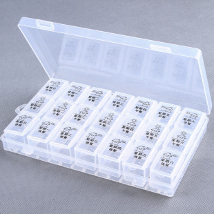 Handheld storage system, capacious plastic transparent container, 21 cells