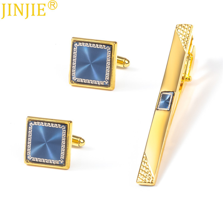 Gold High-grade Enamel Tie Clip Cufflink Set Tuxedo Dress French Shirt Cufflink Tie Clip Set