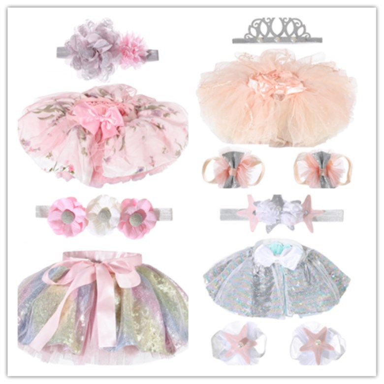 Infant's First Birthday Dress Baby Dress with Hair Strap Foot Cover Mesh Dress 0 to 1 Year Old Princess Dress Photo Dress