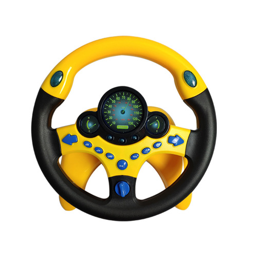 Car simulation co-pilot steering wheel toy children's early education sound and light music steering wheel 360 cross-border English model