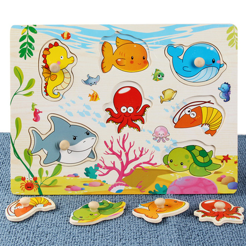 Children's wooden scratching board, early education development, intelligence scratching board, numbers, letters, fruits, animals and vegetables puzzle pieces