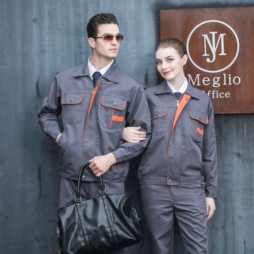 Polyester silk orange pocket spring and autumn long-sleeved labor insurance work clothes suit men and women engineering clothes sanitation auto repair clothes work clothes