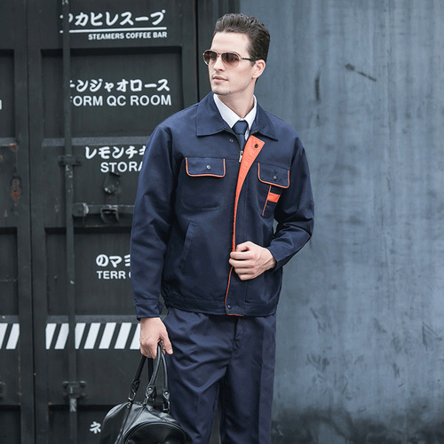 Polyester silk orange pocket spring and autumn long-sleeved labor insurance work clothes suit men and women engineering clothes sanitation auto repair clothes work clothes