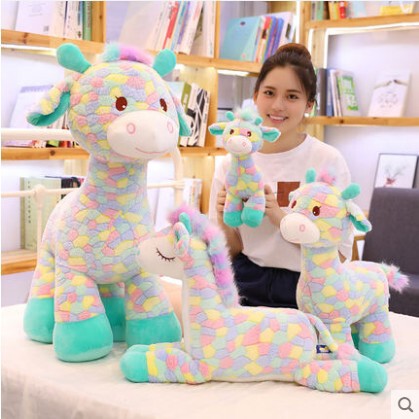 Giraffe Plush Toy Rainbow Deer Doll Sika Deer Doll Rag Doll Sleeping Pillow Mini