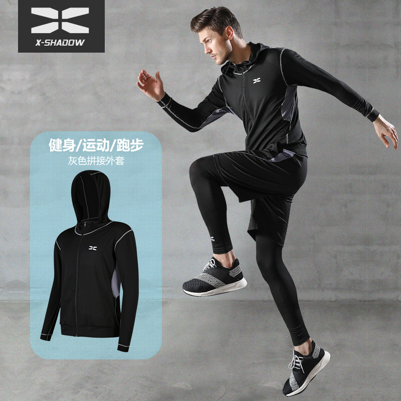 Chaqueta deportiva negra para hombre corriendo al aire libre ocio manga larga con capucha ropa de fitness ropa de entrenamiento de baloncesto logo