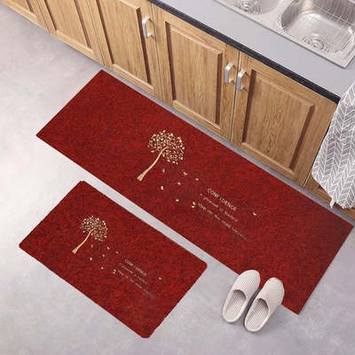 Can Be Shipped in One Piece — Avtomobil döşəmə paspasları - embroidered-lucky-tree-wine-red-bottom-406040120