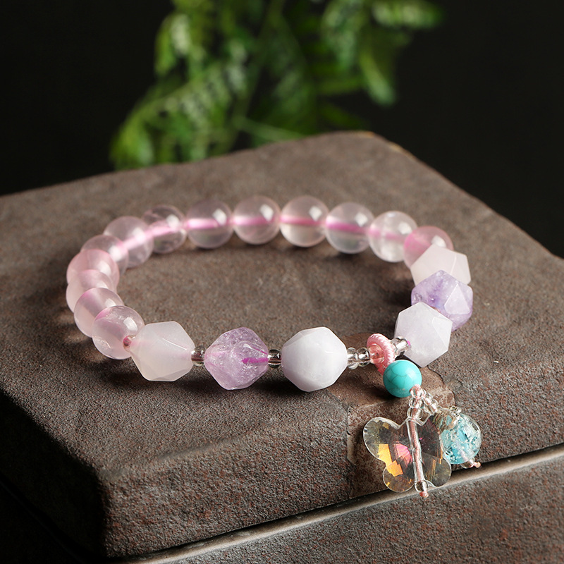 Popcorn Crystal Strawberry Crystal Powder Crystal Beads Women's Classic Natural Stone Bracelet Bracelet Luminous Multi-Treasure Cross-Border