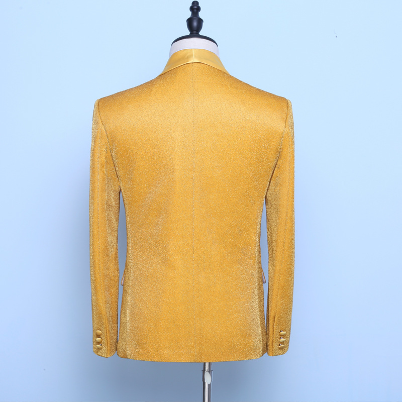 Abbigliamento maschile Abito casual Giacca due pezzi Abito casual in velluto dorato_voghion.com