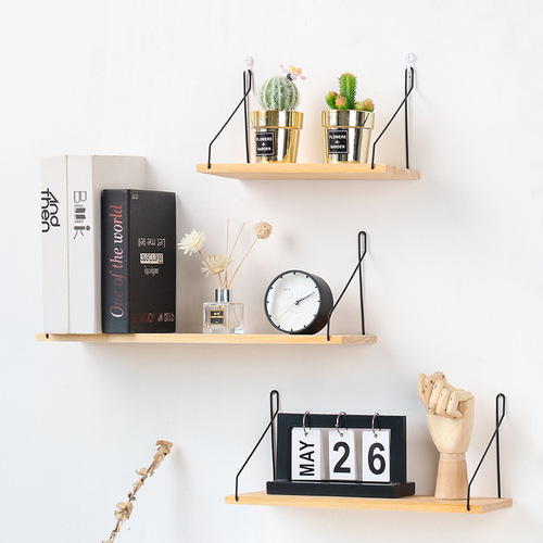 Wholesale Nordic wooden wall storage rack solid wood partition home living room entrance wall bedroom storage rack wall hanging