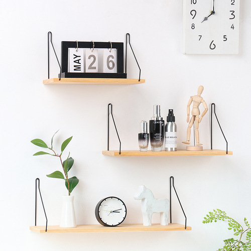 Wholesale Nordic wooden wall storage rack solid wood partition home living room entrance wall bedroom storage rack wall hanging