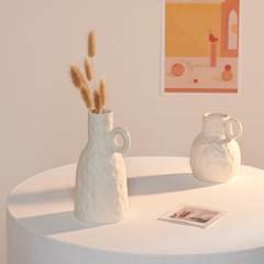 ins白色陶瓷花瓶乾花小清新客廳插花滿天星臥室客廳家居裝飾擺件
