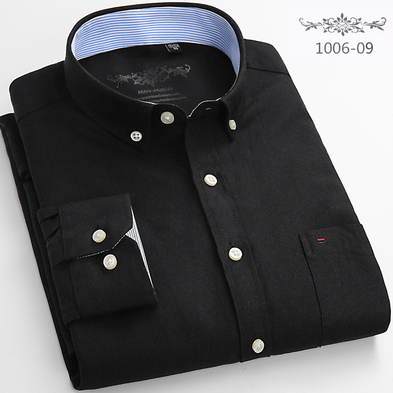 2024 primavera Oxford camisa tejida de manga larga camisa casual joven y de mediana edad camisa de moda todo fósforo ropa de hombre en stock al por mayor