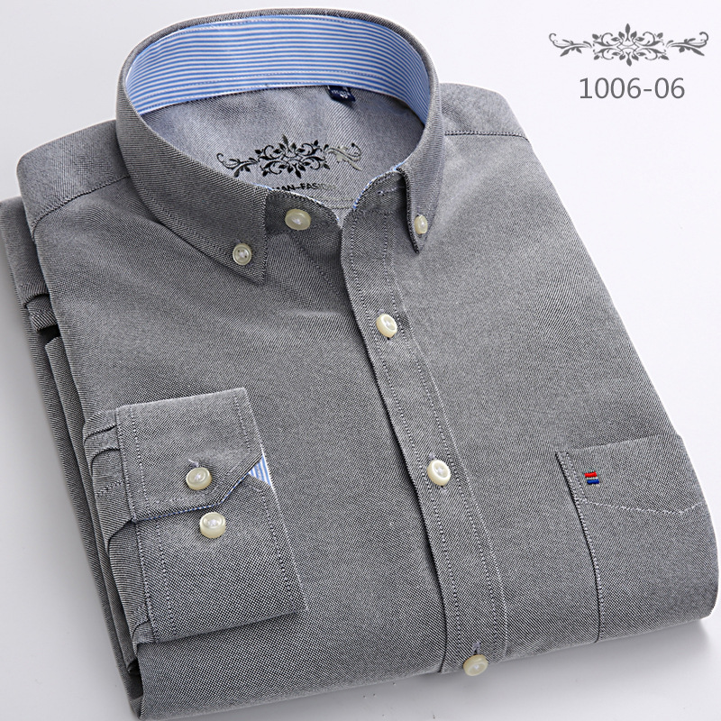 2024 primavera Oxford camisa tejida de manga larga camisa casual joven y de mediana edad camisa de moda todo fósforo ropa de hombre en stock al por mayor