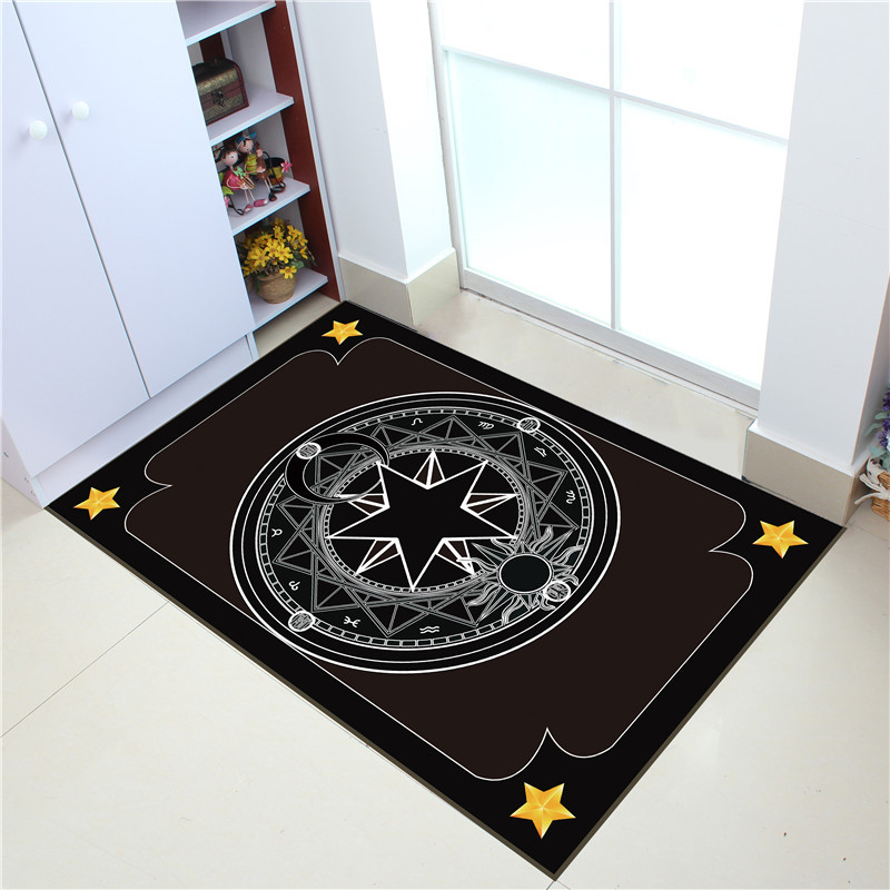 De dibujos animados Sakura lindo matriz de magia alfombra de piso absorbente puerta de entrada alfombra de pie almohadilla de frotación lavable