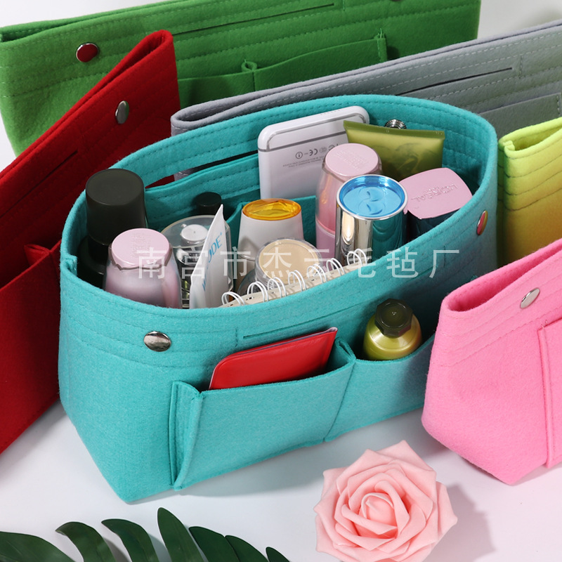 厂家直销毛毡化妆包毛毡收纳包女士多功能包中包毛毡手提包