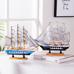 木质一帆风顺帆船模型办公室客厅工艺品地中海风装饰创意摆件批发
