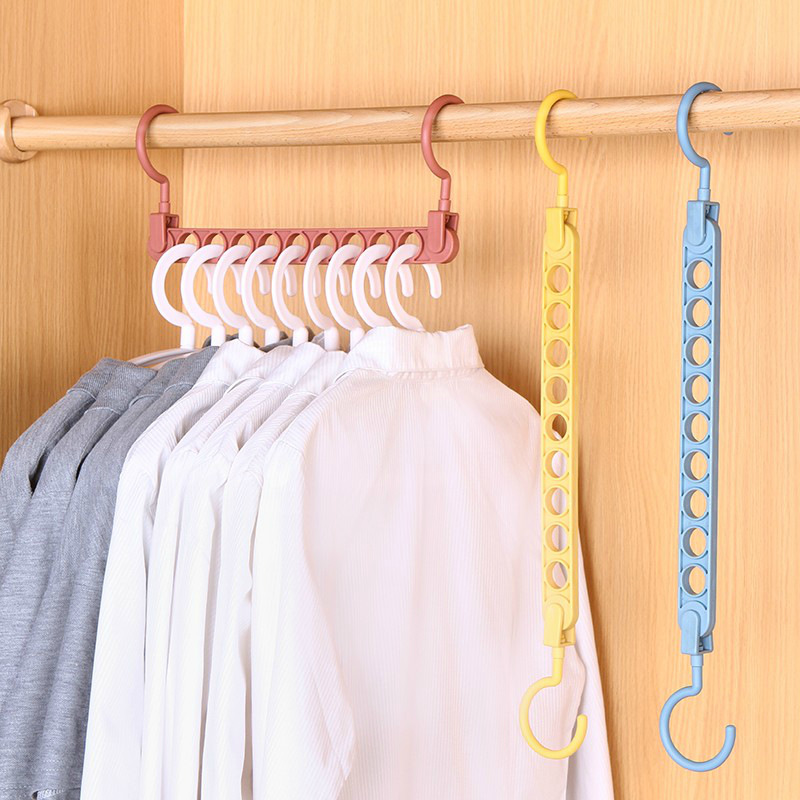 Nine-hole magic clothes hanger creative multi-functional clothes hanger household internet celebrity magic storage artifact anti-slip drying rack