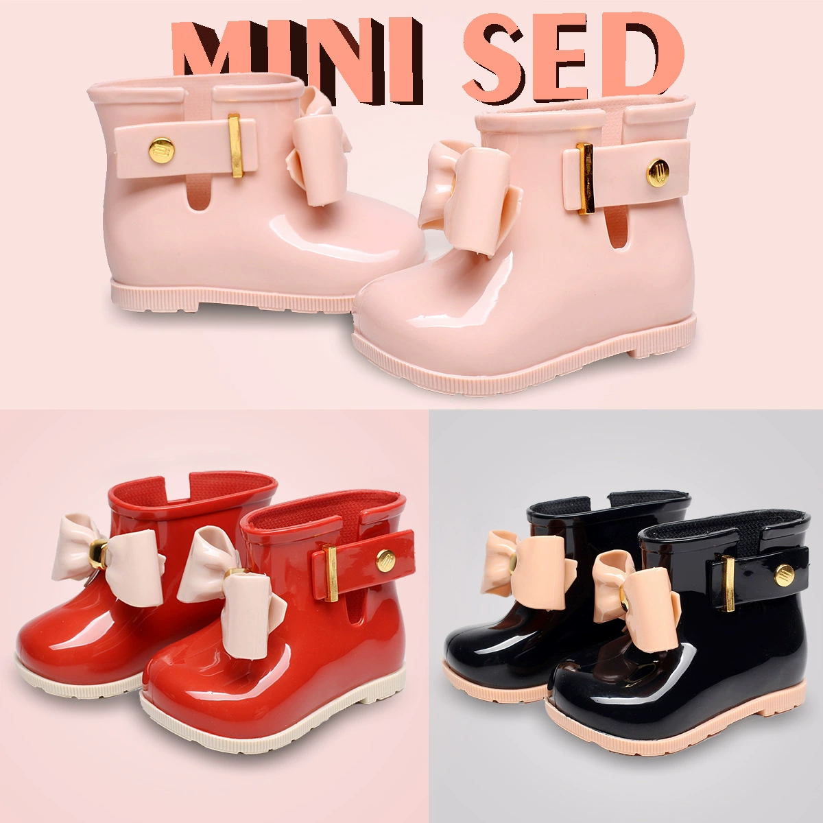 2023 дождевые сапоги дети дождевые сапоги дети дети дождевые сапоги стерео бант дождевые сапоги маленькие сапоги из кожи креветок wish