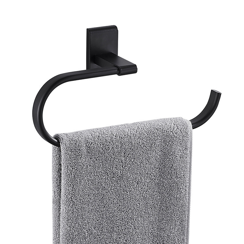 Towel Rack Ring Wiping Towel Rack Hanging Towel Ring Nordic Round Towel Ring Rack Non-perforated Black Towel Hanging Ring