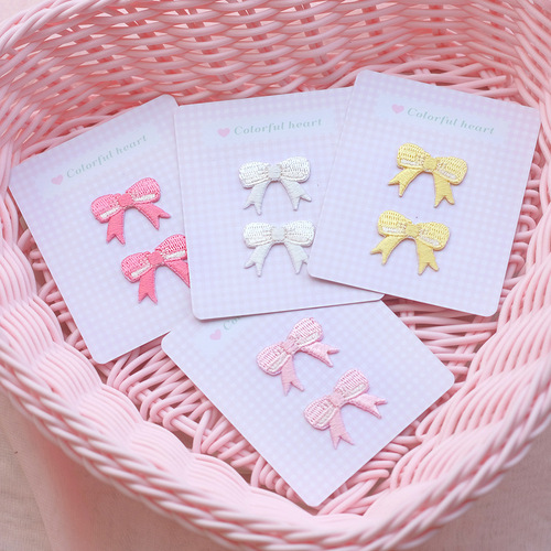 Various types of bows, cute cartoon embroidery, self-adhesive stickers, donut bag decoration, mobile phone DIY wholesale