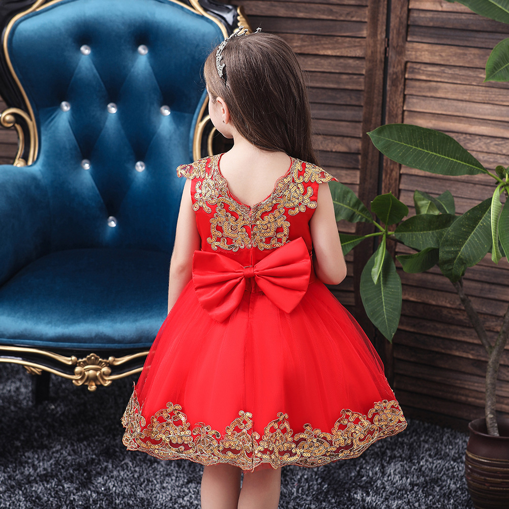 Vestido de niña de Amazon Vestido de princesa Traje de Halloween Vestido rojo para niños Vestido de malla con lentejuelas para niños medianos y grandes