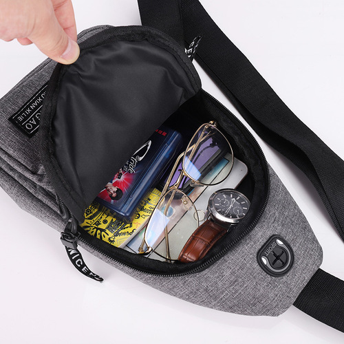 One-piece chest bag men's cross-body bag canvas shoulder bag men's Korean style trendy cross-body chest bag men's casual backpack