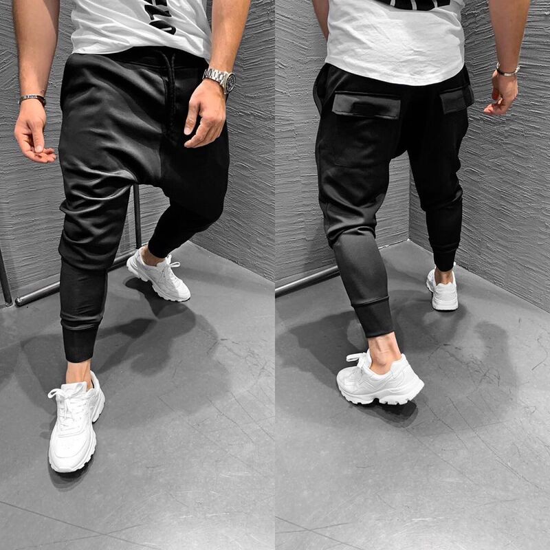 Muscle Skull Autumn and Winter Men's Multi-Pocket European and American Jogging Pants Fitness Casual Slim-Fit Elastic Running Trousers
