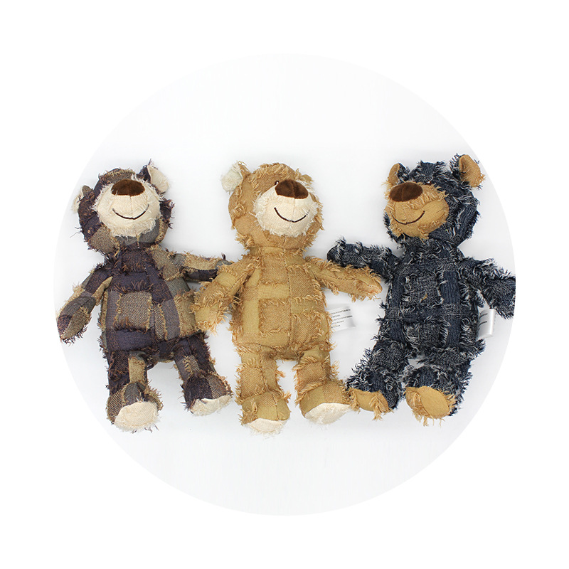 Nuevo estilo europeo y americano mascota peluche oso juguete perro mordedura sonido tres colores oso juguete tamaño opcional