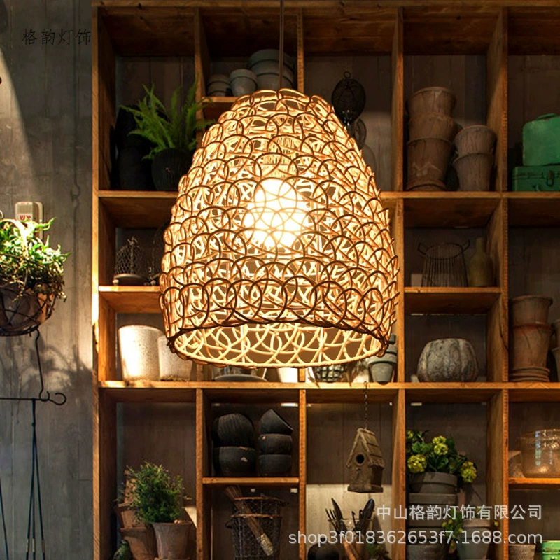 Creative ceiling lamp for living room, woven lights, Chinese style