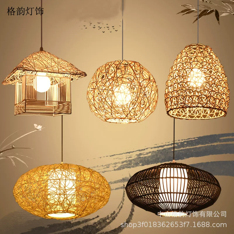 Creative ceiling lamp for living room, woven lights, Chinese style