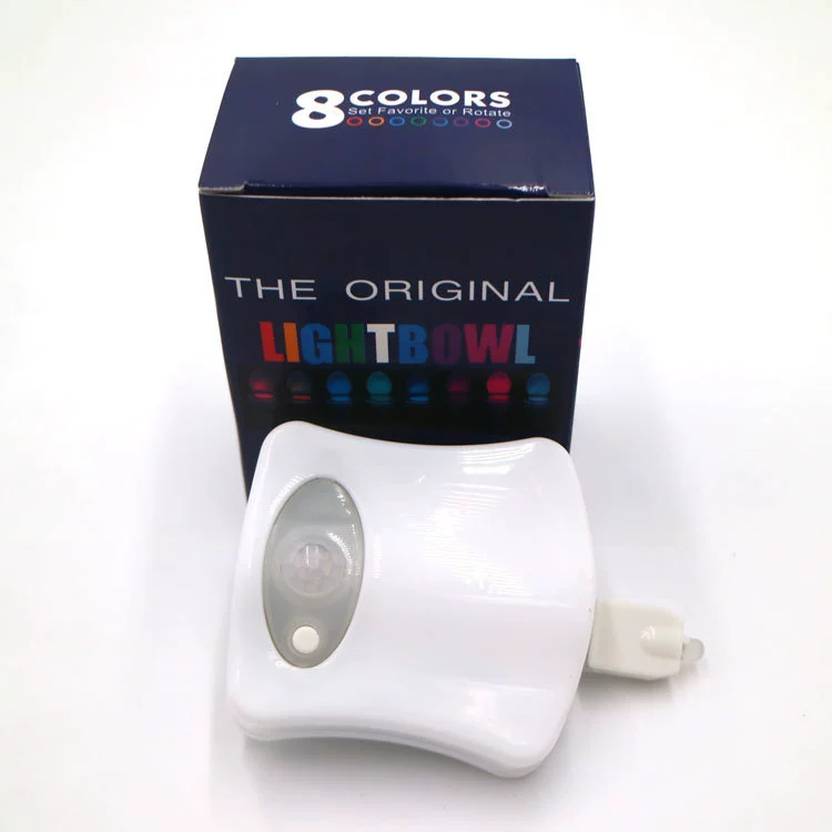 Induction toilet night light, motion sensor LED, 8 or 16 colors, 1 W, adjustable brightness