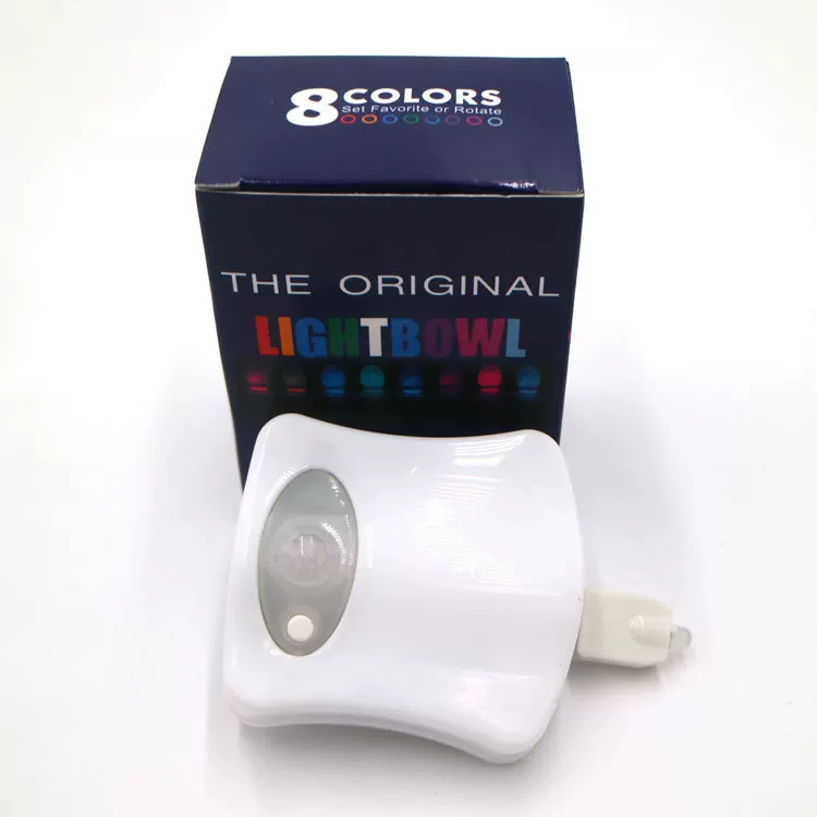 Induction toilet night light, motion sensor LED, 8 or 16 colors, 1 W, adjustable brightness