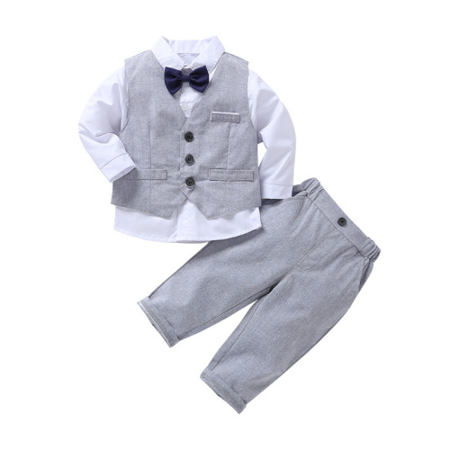 Cross-border children's clothing wholesale one-stop source British three-piece set children's clothes baby spring and autumn with coat boys set