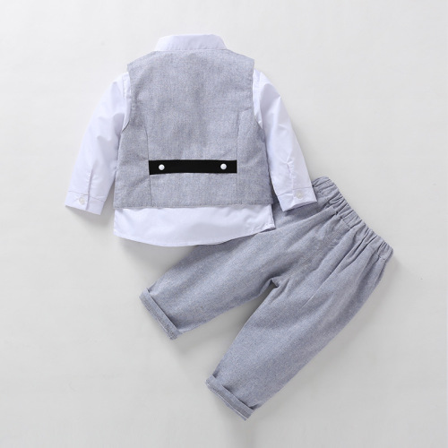 Cross-border children's clothing wholesale one-stop source British three-piece set children's clothes baby spring and autumn with coat boys set