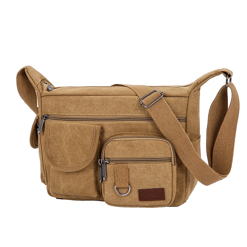 Nueva bolsa de mensajero transfronteriza para hombres de mediana edad y ancianos simple mochila de lona casual al aire libre multi-Bolsillo simple bolsa de hombro