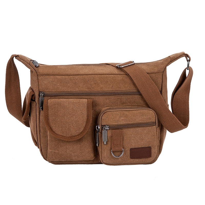 Nueva bolsa de mensajero transfronteriza para hombres de mediana edad y ancianos simple mochila de lona casual al aire libre multi-Bolsillo simple bolsa de hombro