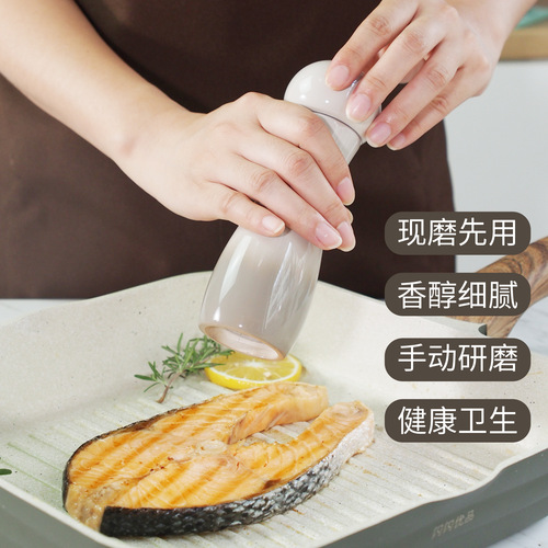 Ceramic 6-inch pepper grinder, pepper and sea salt manual grinder, high-looking condiment bottle, barbecue tool