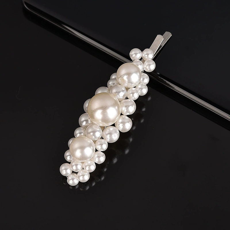 handmade Pearl Hair Clip, Woven Bow Design, 9 cm, Korean Simple Elegant