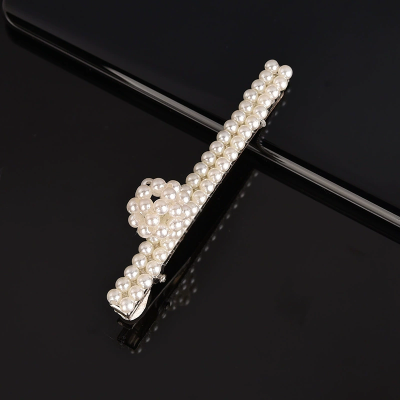 handmade Pearl Hair Clip, Woven Bow Design, 9 cm, Korean Simple Elegant