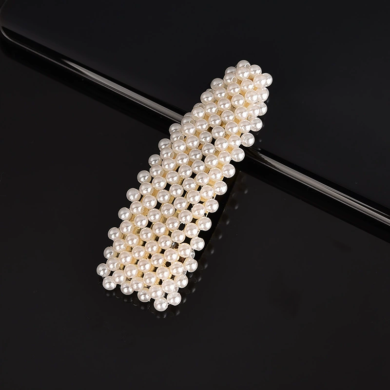 handmade Pearl Hair Clip, Woven Bow Design, 9 cm, Korean Simple Elegant
