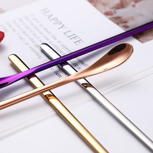 304 stainless steel Japanese style creative long handle small chocolate spoon deep jar honey spoon coffee stirring spoon milk tea smoothie spoon