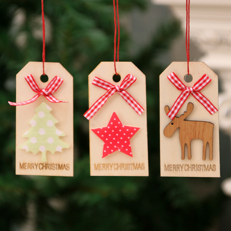 Nuevos suministros de decoración de Navidad de madera de Navidad pequeño colgante de árbol de Navidad arco colgante de madera