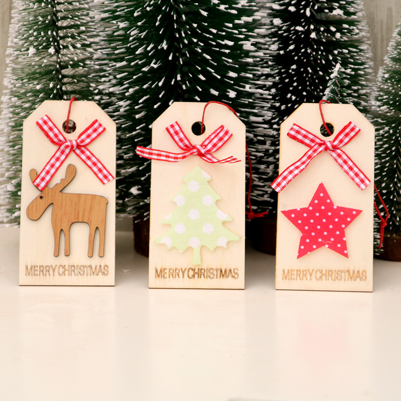 Nuevos suministros de decoración de Navidad de madera de Navidad pequeño colgante de árbol de Navidad arco colgante de madera