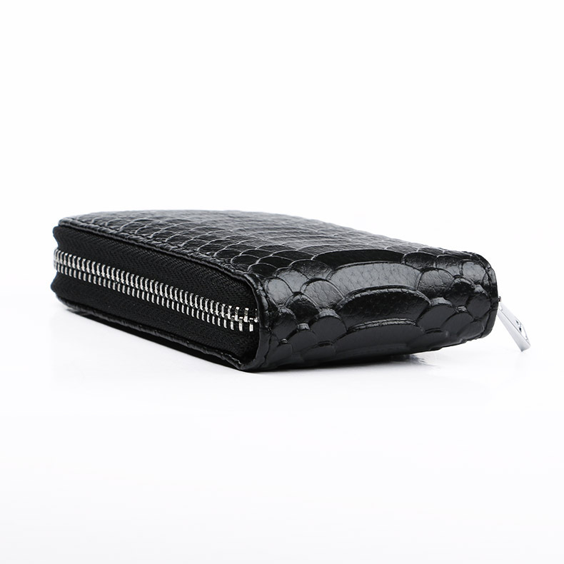 Hao Yun Lai Brand Multi-Card Cowhide Coin Purse Snake Pattern Vertical Zipper Organ Card Bag RFID Anti-Magnetic Wholesale