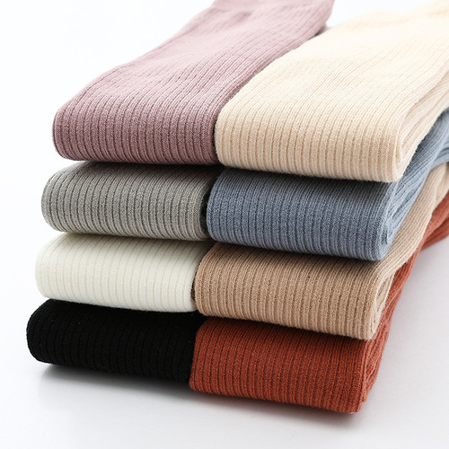 Winter Thick Ribbed Baby Girl Leggings Warm Fleece Vertical Striped Base Socks for Girls Children Leggings