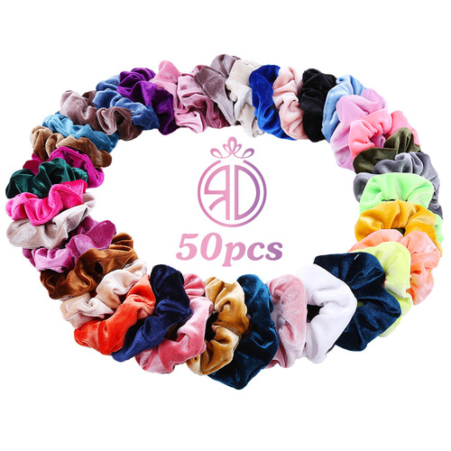 RUDAN factory direct sales European and American velvet pig intestine hair rings cross-border simple multi-color plush hair rings