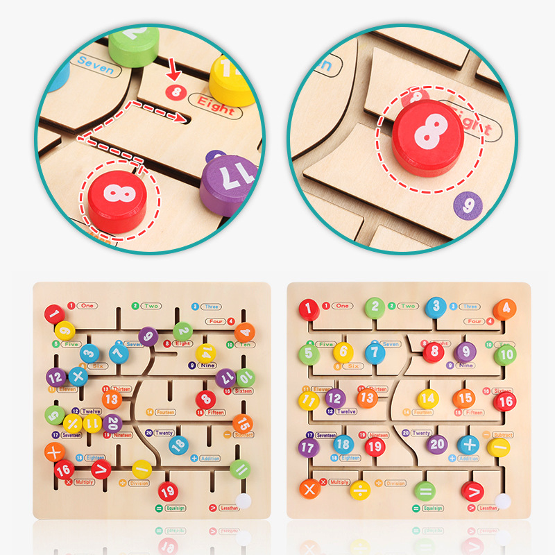 Rompecabezas de madera de los niños cartas digitales caminando cognitiva cero tablero educación temprana juguetes madera bebé Puzzle